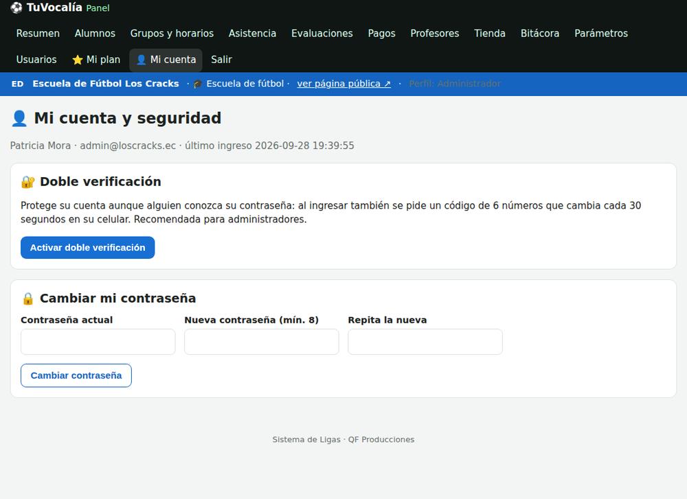 Mi cuenta y seguridad