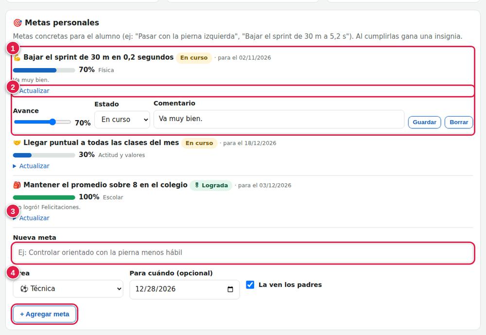Metas personales del alumno