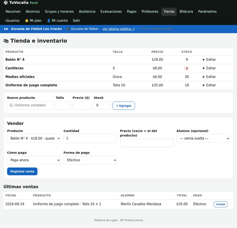 Tienda e inventario