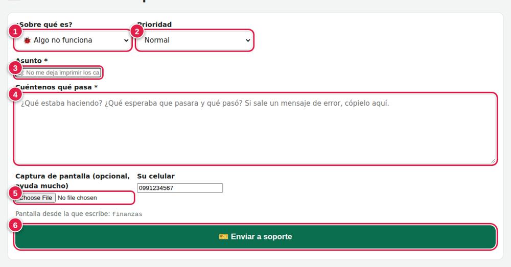 Nuevo ticket de soporte