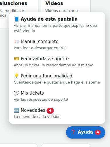 El menú del botón Ayuda