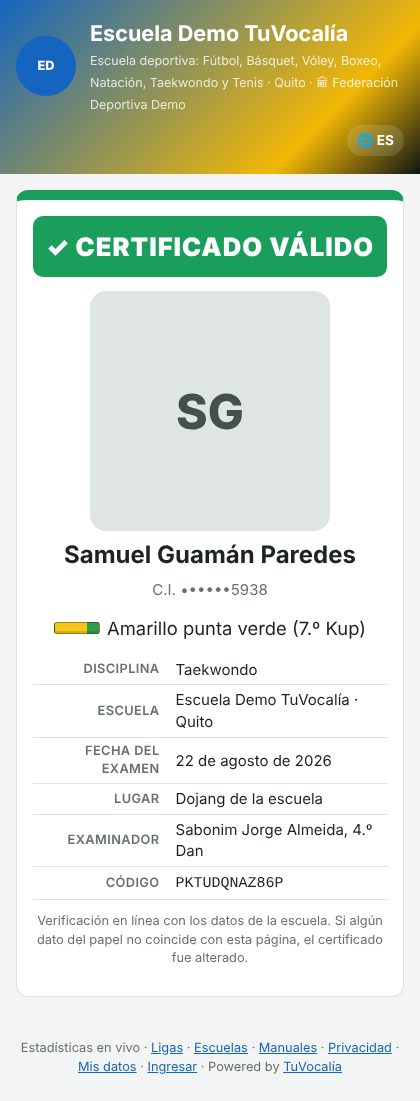Verificación del certificado en el celular