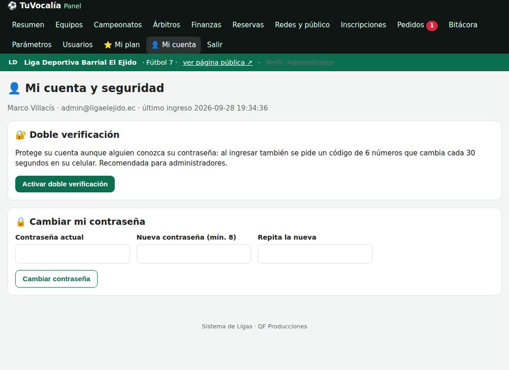 Mi cuenta y seguridad