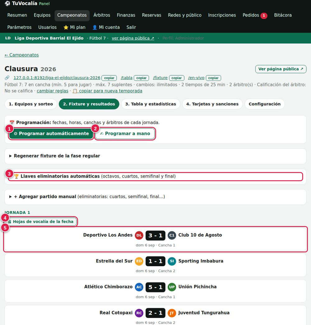 Fixture y resultados