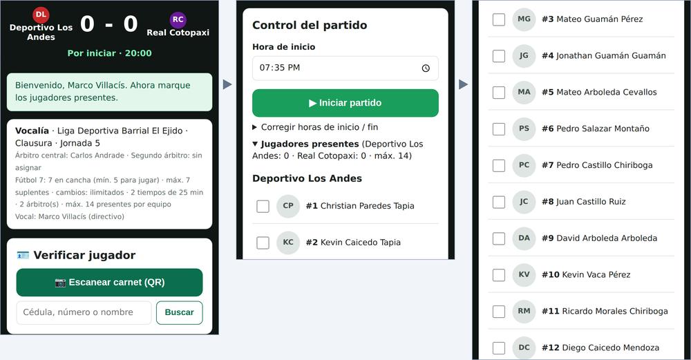 Pantalla principal de la vocalía en el celular