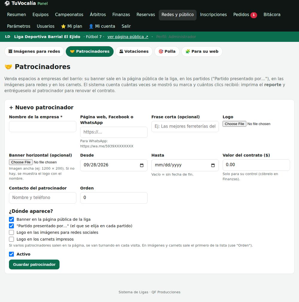 Nuevo patrocinador