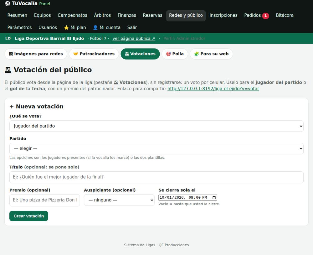 Nueva votación