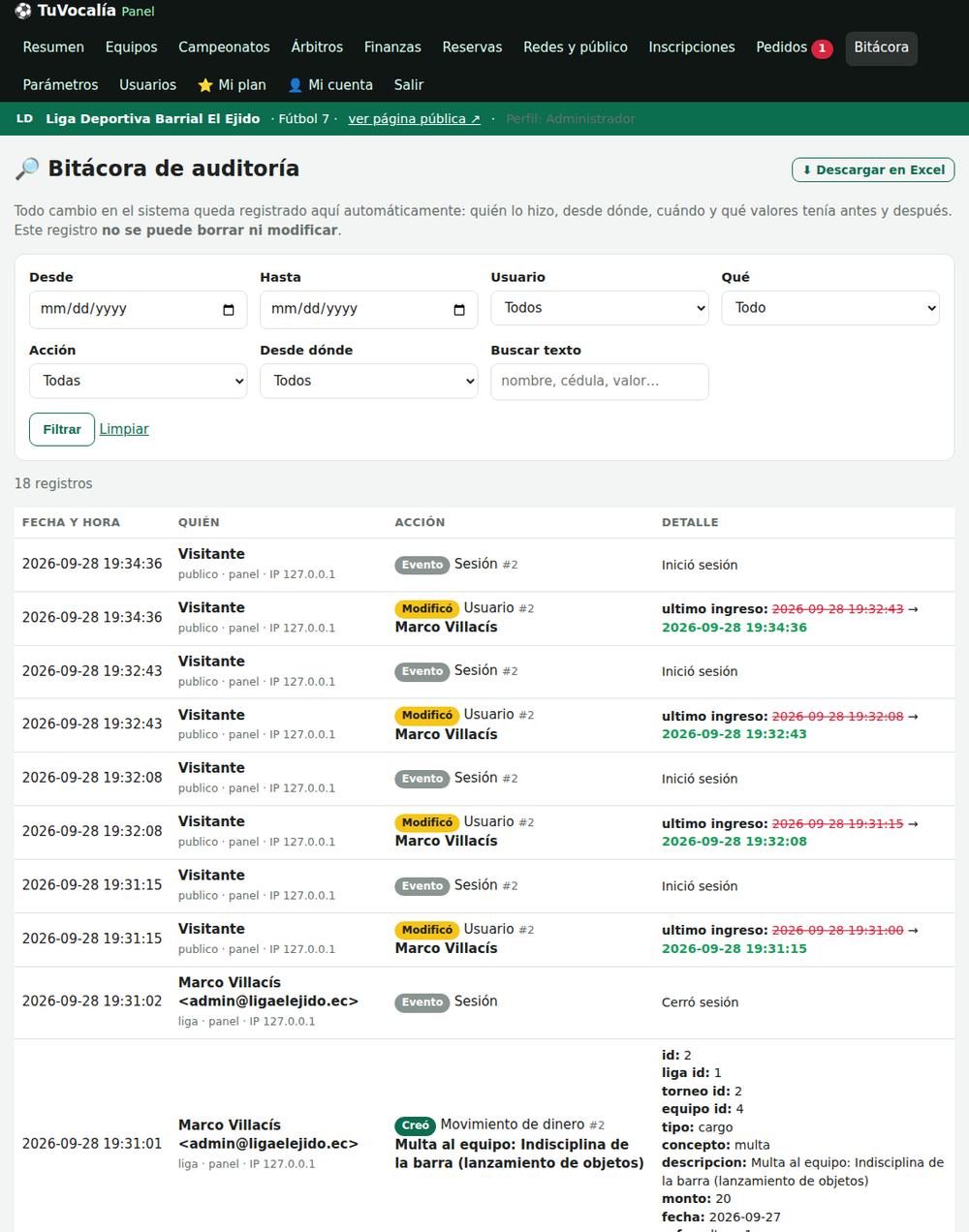 Bitácora de auditoría