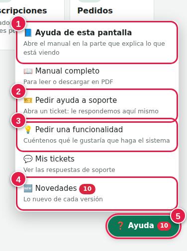 El menú del botón Ayuda