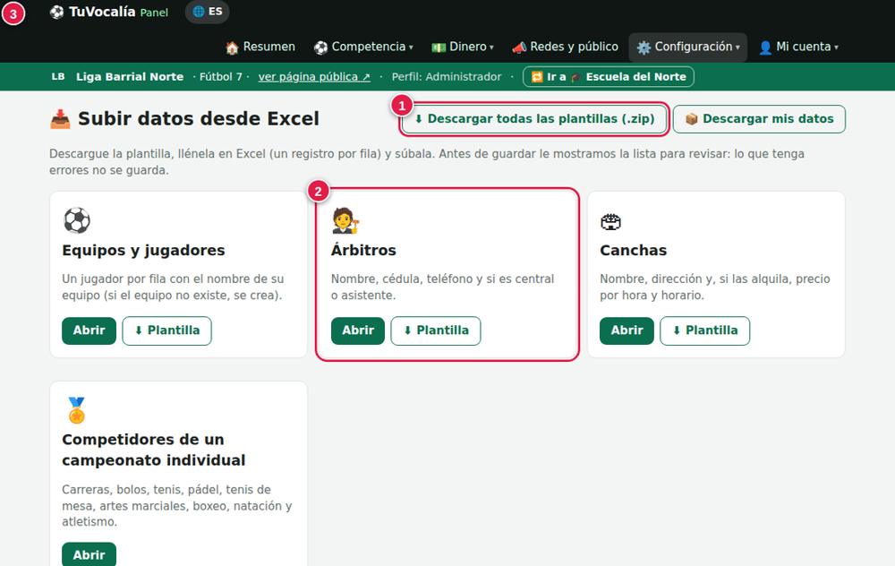 Subir datos desde Excel