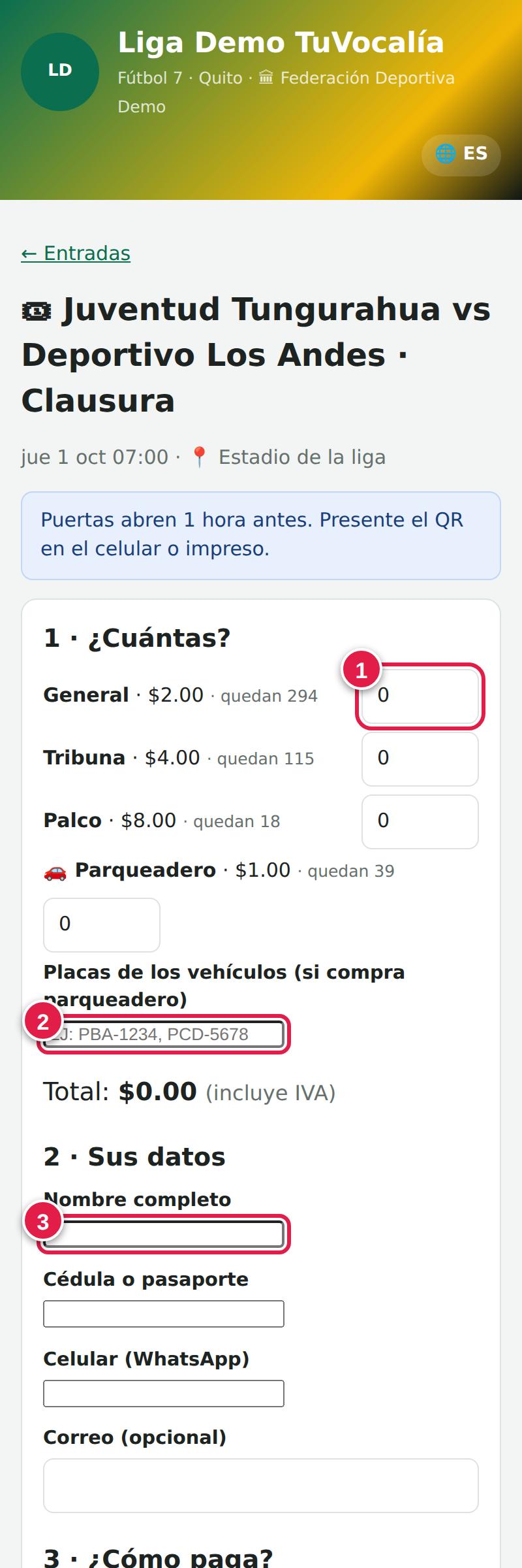 Comprar entradas desde el celular