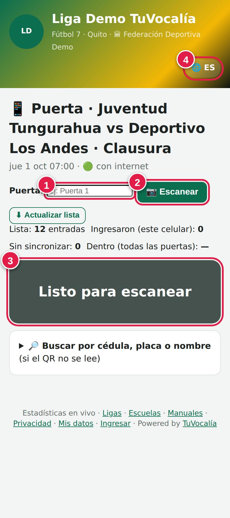 Lector de entradas en el celular