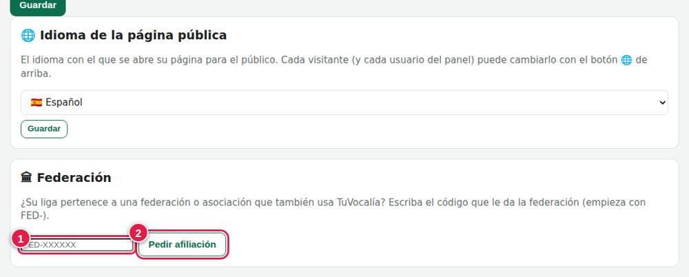 Idioma y afiliación en Parámetros