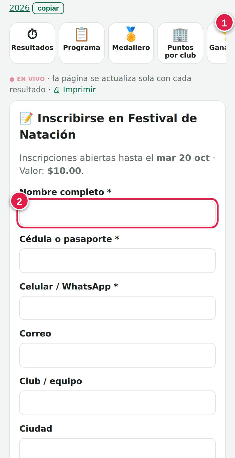 Formulario público de inscripción