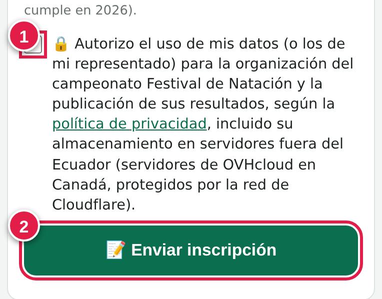 Autorización de datos y envío