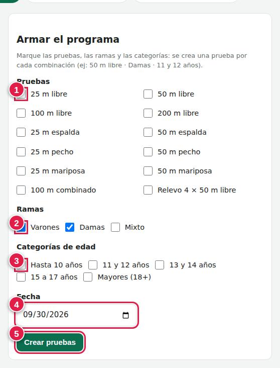 Armar el programa de pruebas