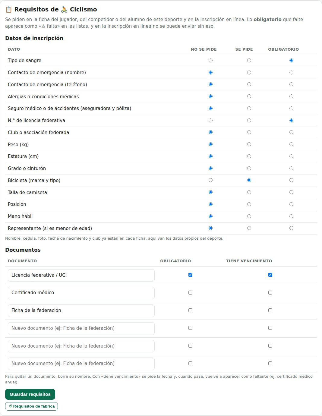 Requisitos de un módulo