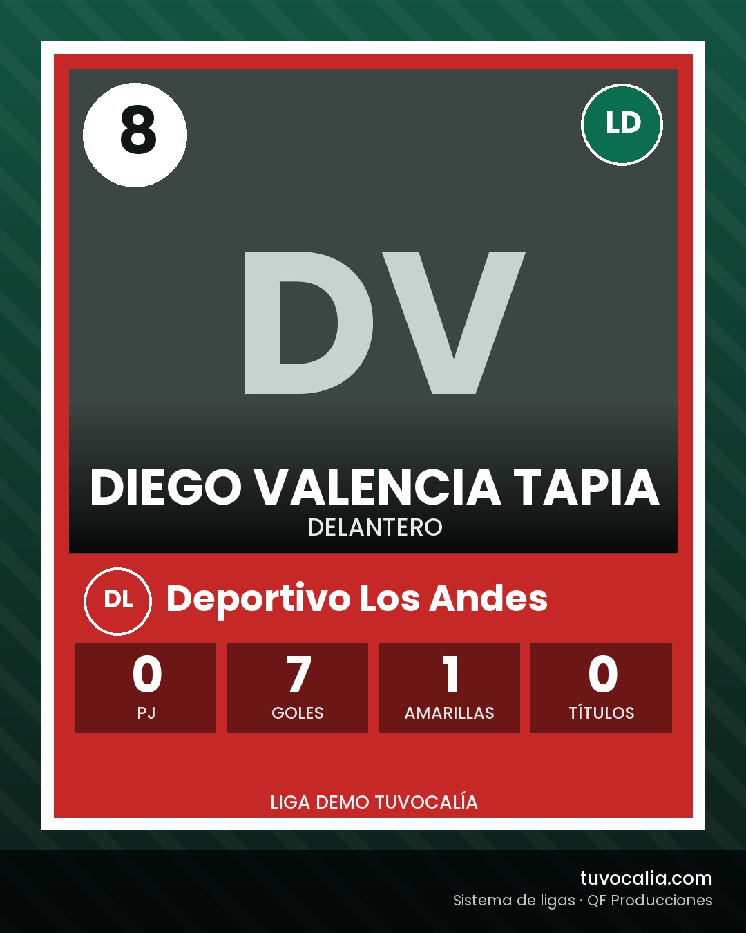 Cromo de Diego Valencia Tapia