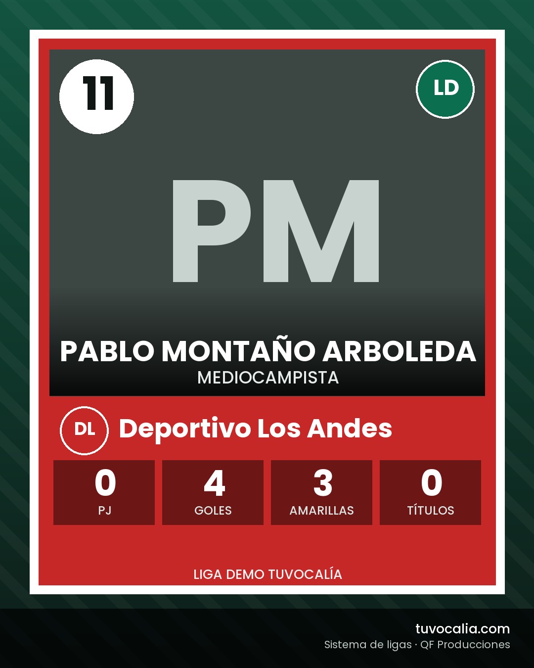 Cromo de Pablo Montaño Arboleda