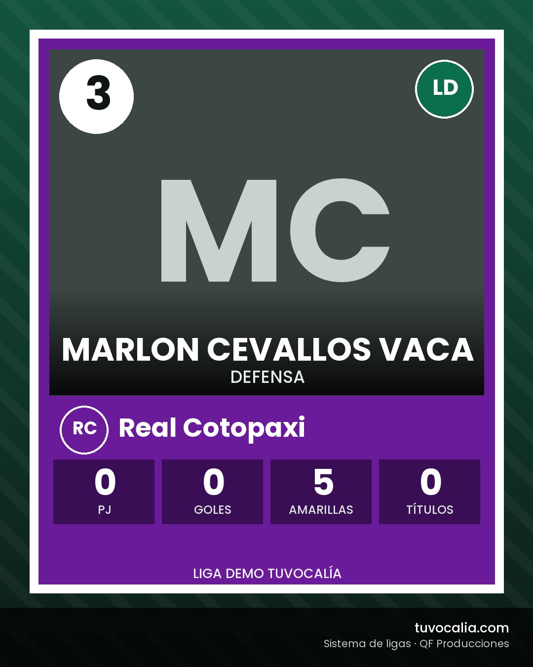 Cromo de Marlon Cevallos Vaca