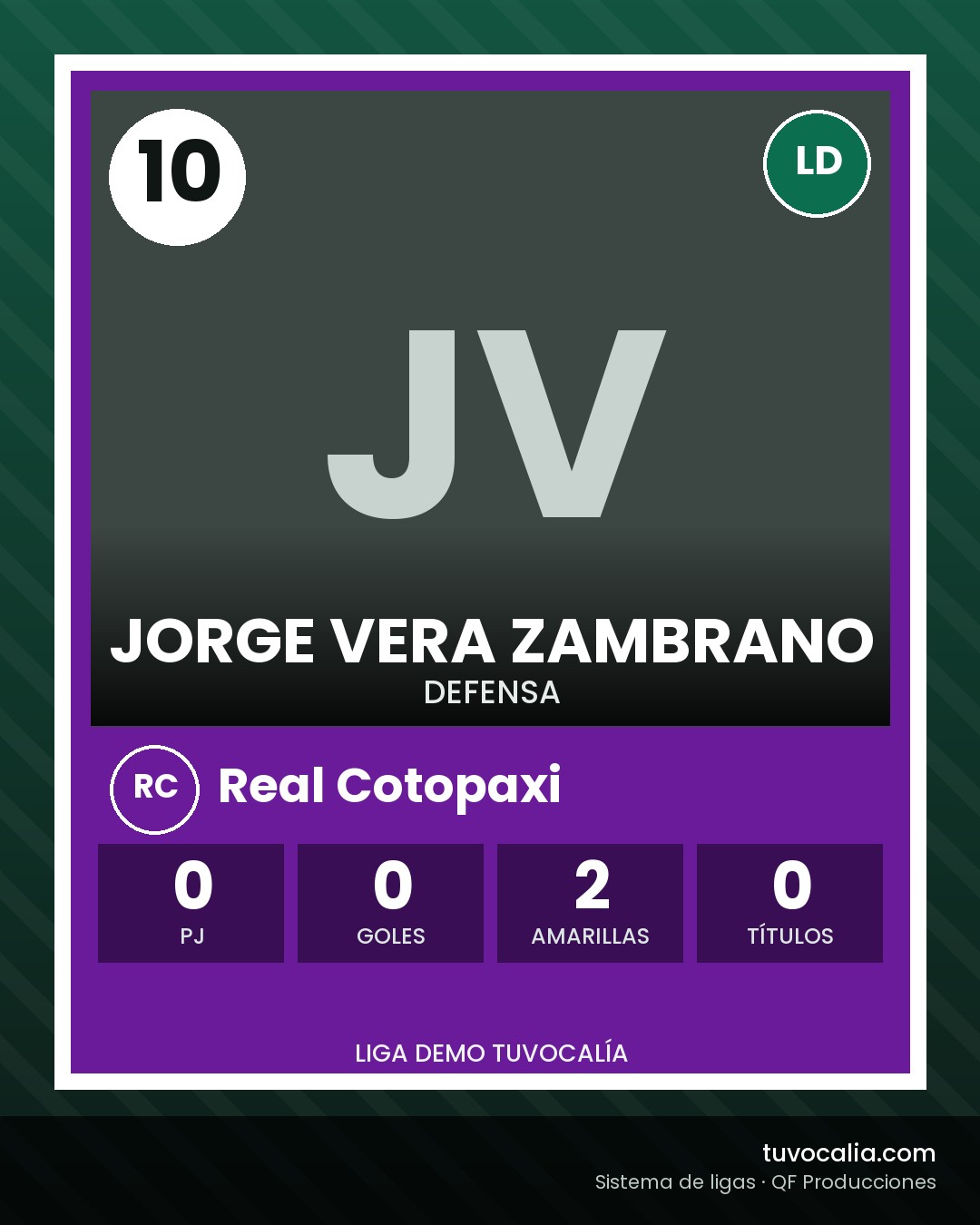 Cromo de Jorge Vera Zambrano