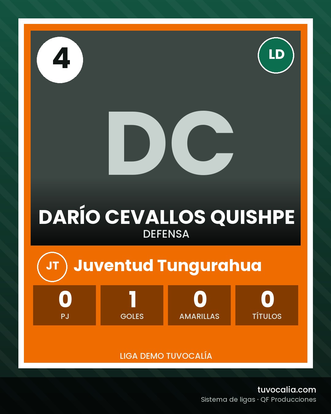 Cromo de Darío Cevallos Quishpe