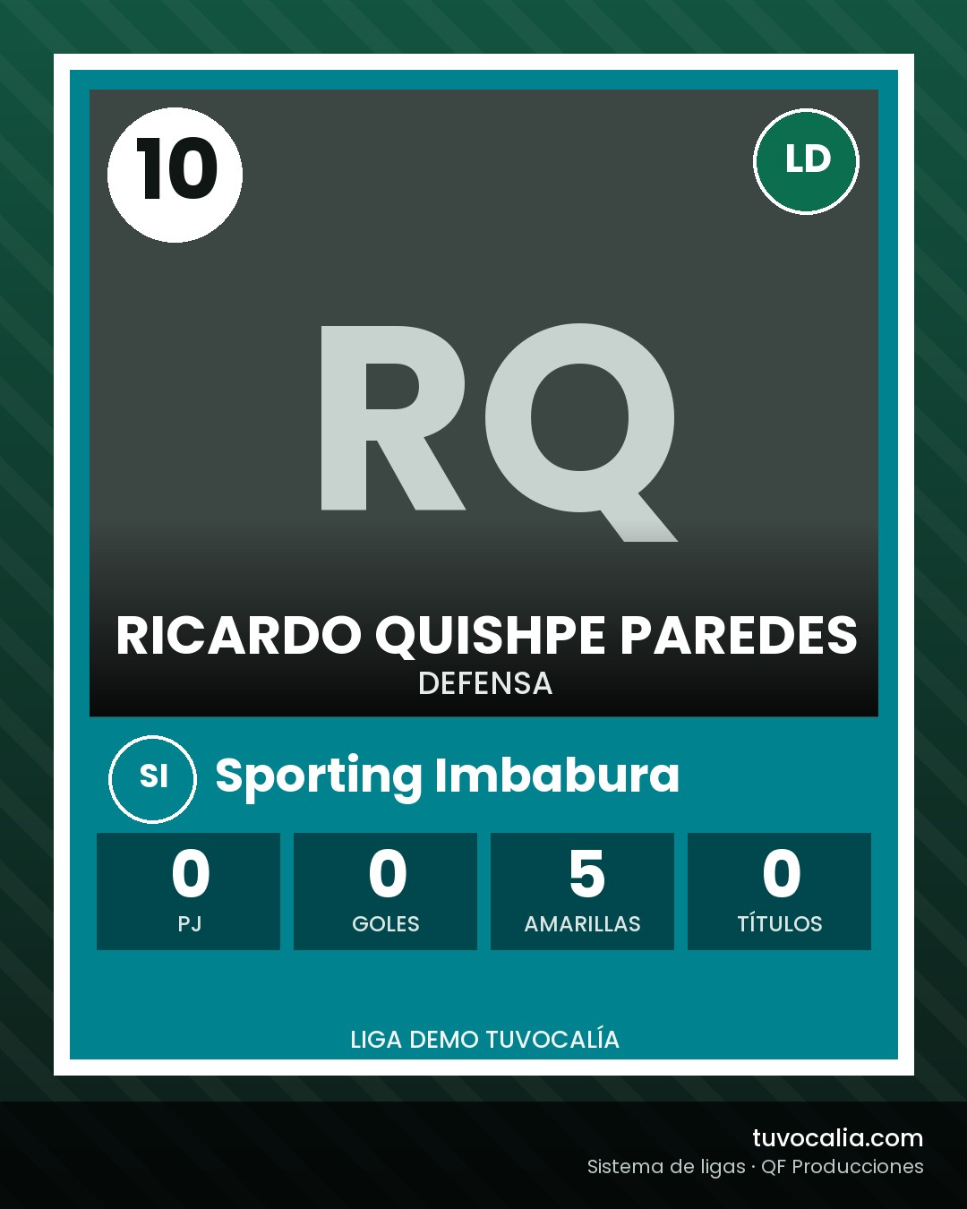 Cromo de Ricardo Quishpe Paredes