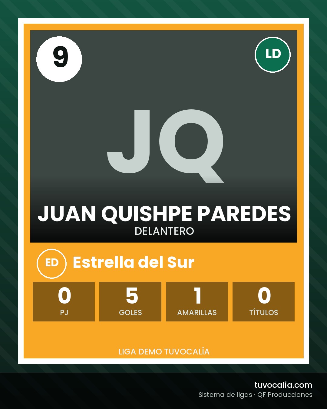 Cromo de Juan Quishpe Paredes