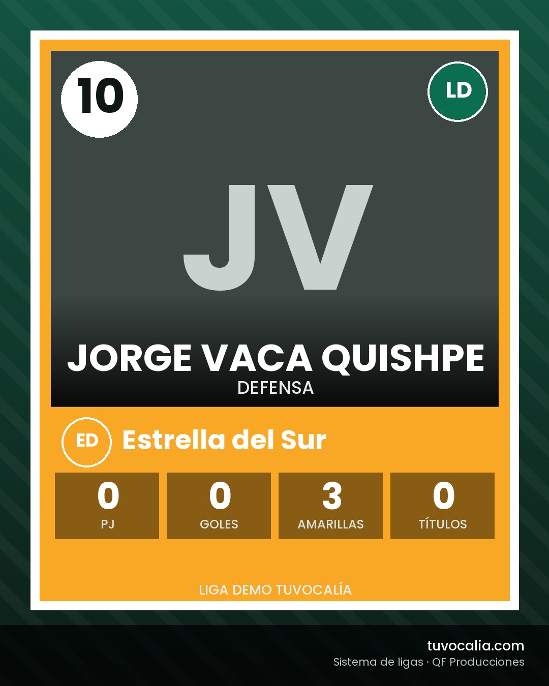 Cromo de Jorge Vaca Quishpe