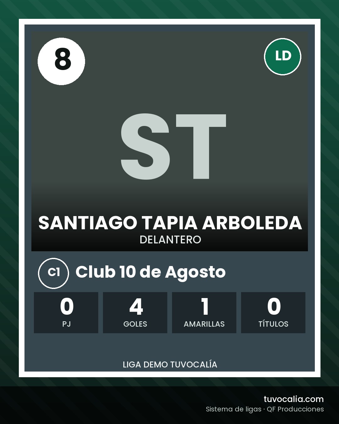 Cromo de Santiago Tapia Arboleda