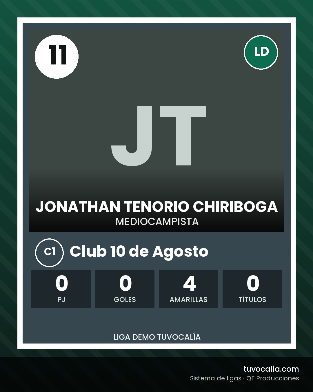 Cromo de Jonathan Tenorio Chiriboga